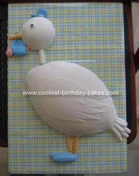 HOmemade Stork Baby Shower Cake