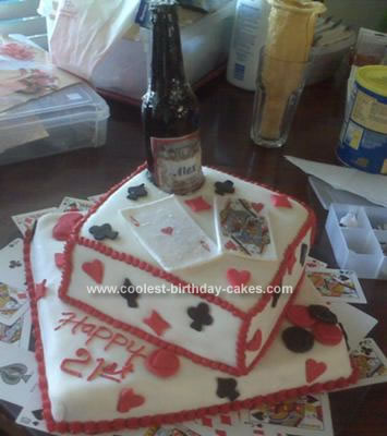 Homemade Sugar Beer Bottle Black Jack 21st Birthday Cake