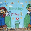 Homemade Super Mario and Luigi Cake