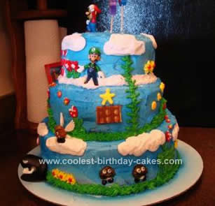 Homemade Super Mario Bros. Birthday Cake