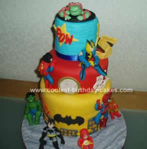 Homemade Superheroes Birthday Cake