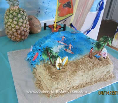 Homemade Surfing Birthday Party Cake