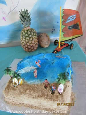 Homemade Surfing Birthday Party Cake