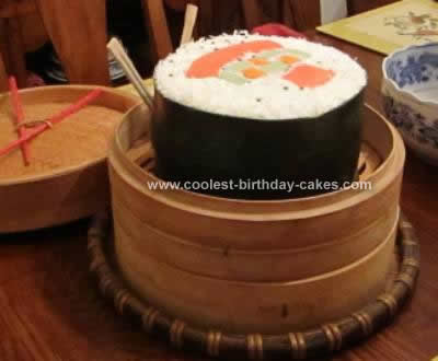 Homemade Sushi Roll Birthday Cake