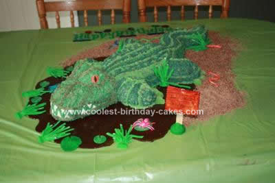 Homemade Swamp Alligator 5th Birthday Cake