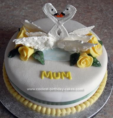 Homemade Swan Birthday Cake