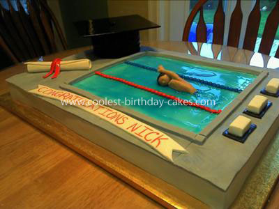 Coolest Swimming Pool Graduation Cake