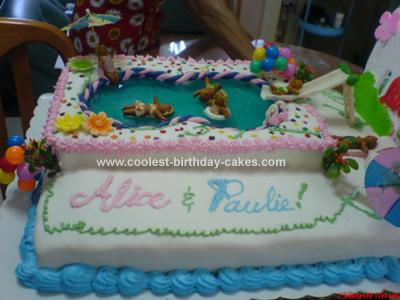 Homemade Swimming Pool Party Cake