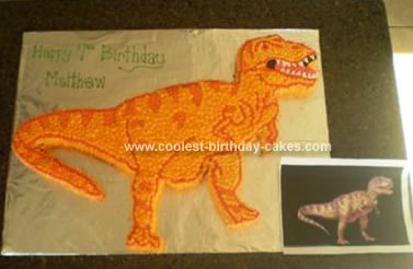 Homemade T Rex Dinosaur Birthday Cake