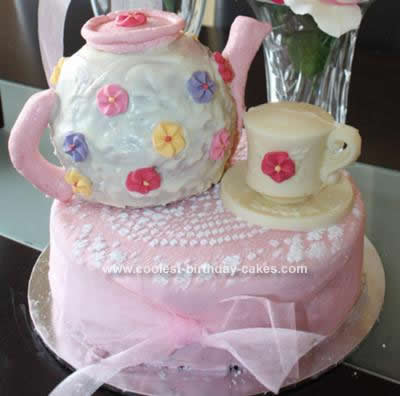 Homemade Tea Party Birthday Cake
