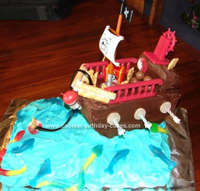 Homemade Teddy Bear Pirate Ship Cake