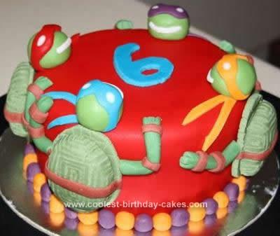 Homemade Teenage Mutant Ninja Turtles Birthday Cake
