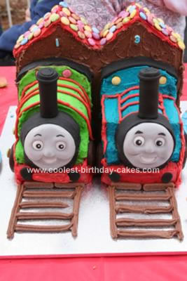 Homemade Thomas and Percy Birthday Cake