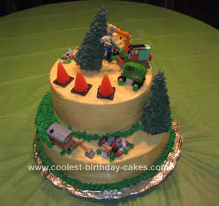 Homemade Thomas Construction Birthday Cake