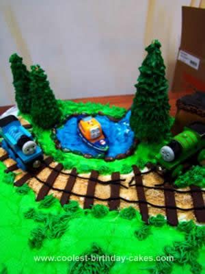 Homemade Thomas The Tank Engine 4th Birthday Cake