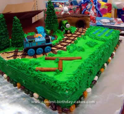 Homemade Thomas The Tank Engine 4th Birthday Cake