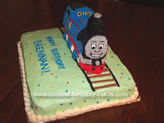 Homemade Thomas the Tank Engine Birthday Cake