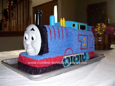 Homemade Thomas The Train Birthday Cake