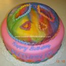 Homemade Tie Dyed Peace Sign Cake