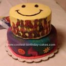 Homemade Tie-Dyed Birthday Cake