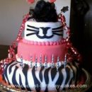 Homemade Tiger Striped and Pink Birthday Cake