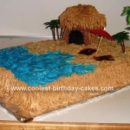 Homemade Tiki Hut Beach Cake