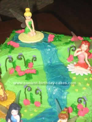 Homemade Tinkerbell and Friends Birthday Cake