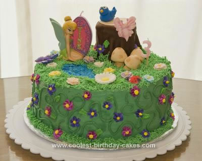 Homemade Tinkerbell Fairy Garden Birthday Cake