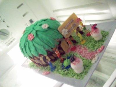 Homemade Tinkerbell Fairy House Birthday Cake