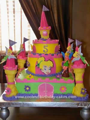Homemade Tinkerbell Princess Castle Cake