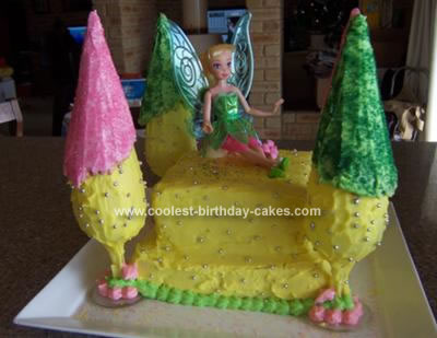 Homemade Tinkerbells Disney Castle Cake
