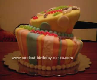 HOmemade Topsy Turvy Birthday Cake