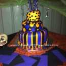 Homemade Topsy Turvy Halloween Birthday Cake