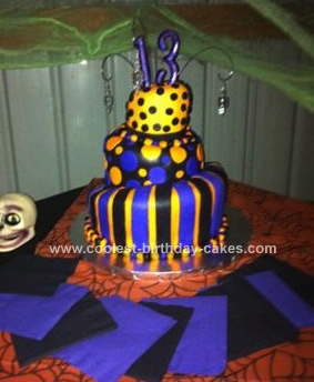 Homemade Topsy Turvy Halloween Birthday Cake