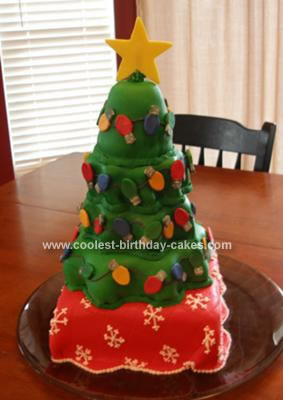 Homemade Towering Christmas Tree Cake
