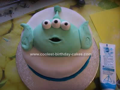 Homemade Toy Story Alien Birthday Cake