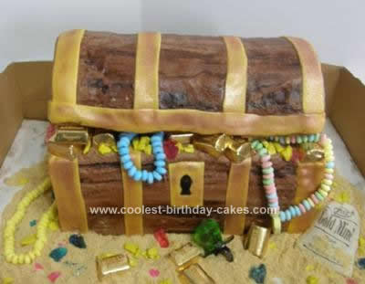 Homemade Treasure Chest Birthday Cake