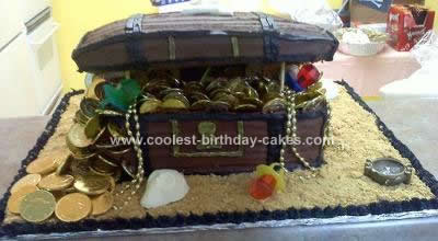 Homemade Treasure Chest Birthday Cake Idea
