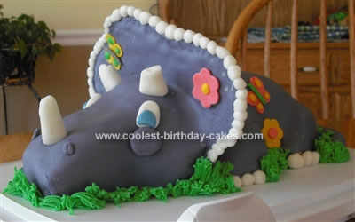 Homemade Purple Triceratops Cake