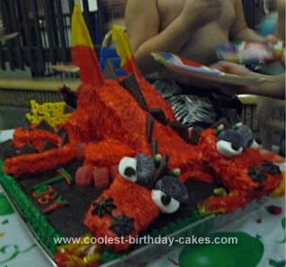 Homemade Two Headed Dragon Birthday Cake