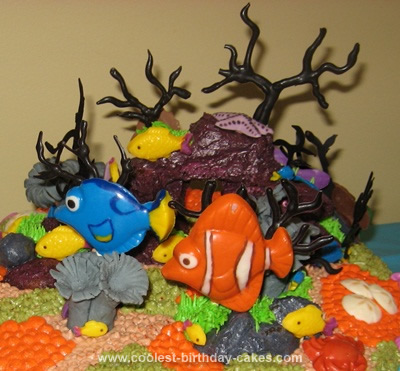 Homemade Under the Sea Ocean Floor Nemo Cake