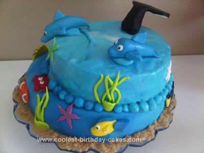 Homemade Underwater Birthday Cake Design