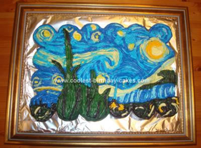 Homemade Van Goghs Starry Night Cake