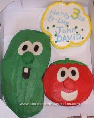 Homemade  Veggie Tales Birthday Cake