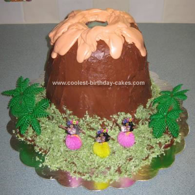Homemade Luau Volcano Birthday Cake