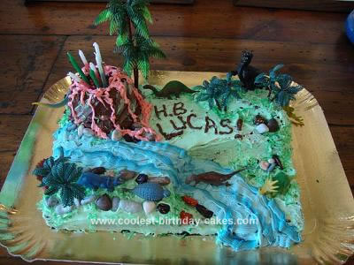 Homemade Volcano Theme Birthday Cake