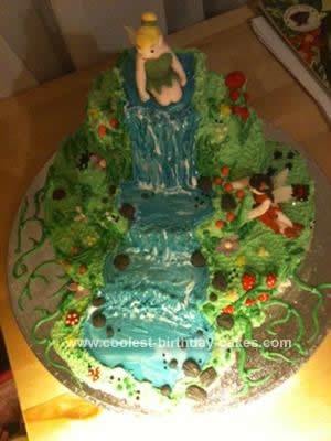 Homemade Waterfall Tinkerbell Fairy Garden Cake