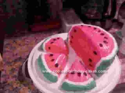 Homemade Watermelon Shaped Cake