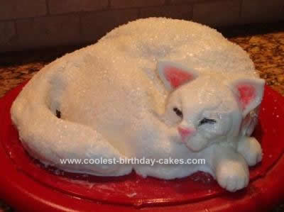 Homemade White Cat Birthday Cake