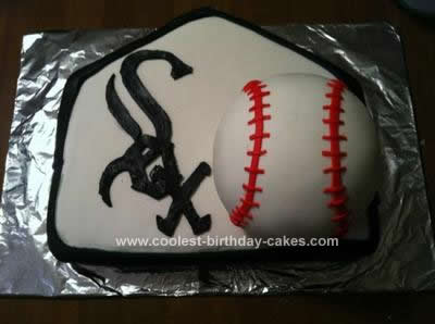 Homemade  White Sox Baseball Cake